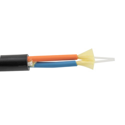 Picture of 1-Meter Interval OM3 MMF 50/125 2-count Breakout Fiber Cable 2.5mm OD Bend-Insensitive Black OFNR