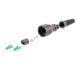 Picture of IP68 ODVA Compatible LC Duplex Connector, APC Duplex Green, 4.8mm crimp sleeve, with Dust Cap