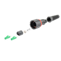 Picture of IP68 ODVA Compatible LC Duplex Connector, APC Duplex Green, 7.0mm crimp sleeve, with Dust Cap