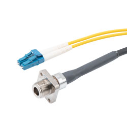 Picture of Fiber Optic Outdoor patch cable, Duplex SMF(G.657.A2), 2 core AARC(Socket) to dual clipped LC/UPC with Armored 7.0mm LSZH jacket, 1M
