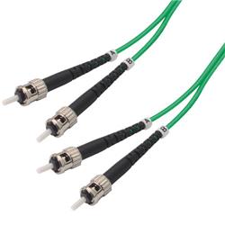 Picture of OM2 50/125, Multimode Fiber Cable, Dual ST / Dual ST, Green 1.0m