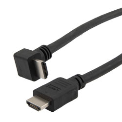 Picture of Premium Ultra High Speed HDMI Cable Supporting 8K60Hz and 48Gbps, Right Angle Down Male-Plug to Straight Male-Plug, LSZH Jacket, Black, 2M