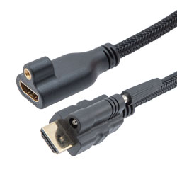 Picture of Nylon braided Black PVC Cable, Locking HDMI Male to Female, Supports 4K Resolution, 3 Meter