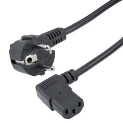 Picture of Schuko CEE7/7 to C13 International Power Cord - 10 Amp - 2M - Downward Angle to Right Angle