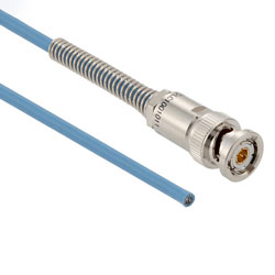 Picture of 1553 TRB 3-Slot Plug to Blunt Cut Cable Assembly using 30-02003-LC Coax, 1 FT with Bend Relief , LF Solder