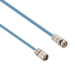 Picture of Lead Free 1553 TRS Subminiature Plug to TRB 3-Slot Plug Cable Assembly using 30-02003-LC Coax, 1 FT