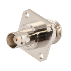 Coaxial Adapter, N Female / BNC Female 4 Hole Flange