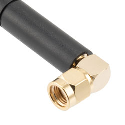 Picture of 2.4 GHz to 2.5 GHz Stubby Antenna, Monopole, 90-degree angle, RPSMA Male Connector, 2 dBi Gain