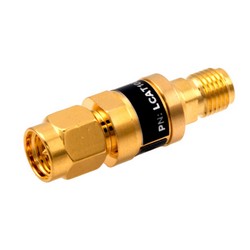 Picture of 2W/4 dB RF Fixed Attenuator, SMA Male to SMA Female Brass Gold Body Up to 3 GHz