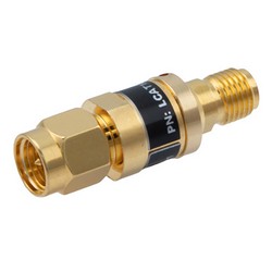 Picture of 2W/30 dB RF Fixed Attenuator, SMA Male to SMA Female Brass Gold Body Up to 3 GHz