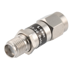 Picture of 2W/30 dB Fixed Attenuator, SMA Male to SMA Female Stainless Steel Body Up to 18 GHz