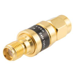 Picture of 2W/20 dB Fixed Attenuator, SMA Male to SMA Female Brass Gold Body Up to 18 GHz