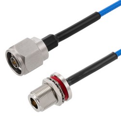 Picture of N Male to N Female Bulkhead Cable Using 402SS Series Coax with Heavy Duty Boot, 1.5 ft