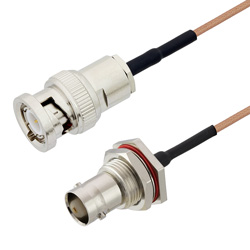 Picture of BNC Male to BNC Female Bulkhead Cable Assembly using RG178 Coax, 4 FT