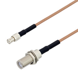 Picture of MCX Plug to MCX Jack Bulkhead Cable Assembly using RG178 Coax, 1 FT