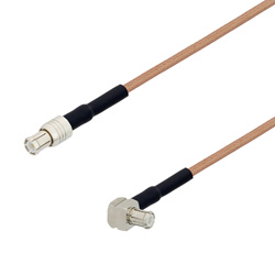 Picture of MCX Plug to MCX Plug Right Angle Cable Assembly using RG178 Coax, 1.5 FT