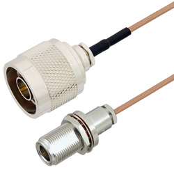 Picture of N Male to N Female Bulkhead Cable Assembly using RG178 Coax, 3 FT