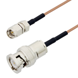 Picture of SMA Male to BNC Male Cable Assembly using RG178 Coax, 1 FT