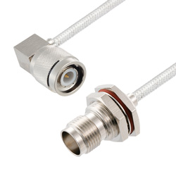 Picture of TNC Male Right Angle to TNC Female Bulkhead Cable Assembly using LC141TB Coax, 2 FT