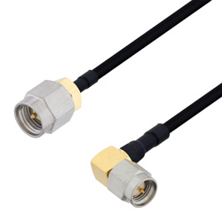 Picture of SMA Male to SMA Male Right Angle Cable Assembly using LC141TBJ Coax, 10 FT