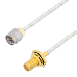 Picture of SMA Male to SMA Female Bulkhead Cable Assembly using LC085TB Coax, 1 FT