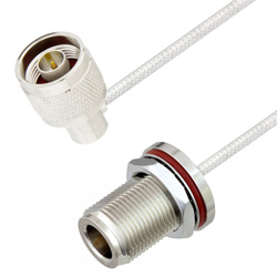 Picture of N Male Right Angle to N Female Bulkhead Cable Assembly using LC085TB Coax, 10 FT