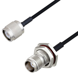 Picture of TNC Male to TNC Female Bulkhead Cable Assembly using LC085TBJ Coax, 1.5 FT