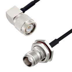 Picture of TNC Male Right Angle to TNC Female Bulkhead Cable Assembly using LC085TBJ Coax, 1 FT