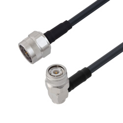 Picture of Low Loss N Male to TNC Male Right Angle Cable Assembly using LMR-240 Coax, 1 FT with Times Microwave Components