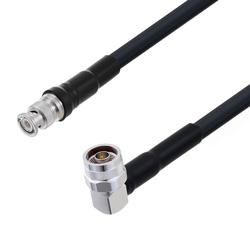 Picture of Low Loss BNC Male to N Male Right Angle Cable Assembly using LMR-400-DB Coax, 3 FT with Times Microwave Components