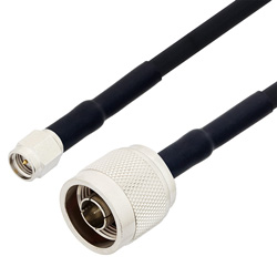 Picture of SMA Male to SMA Male Right Angle Cable Assembly using RG223 Coax, 1.5 FT