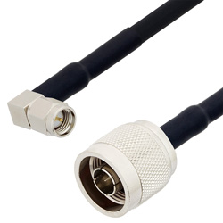 Picture of SMA Male Right Angle to N Male Cable Assembly using RG223 Coax, 10 FT