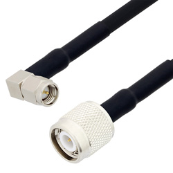 Picture of SMA Male Right Angle to TNC Male Cable Assembly using RG223 Coax, 1.5 FT