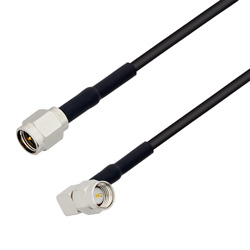 Picture of Low Loss SMA Male to SMA Male Right Angle Cable Assembly using 100 Series Coax, 10 FT