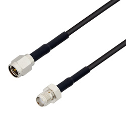 Picture of Low Loss SMA Male to SMA Female Cable Assembly using 100 Series Coax, 1.5 FT