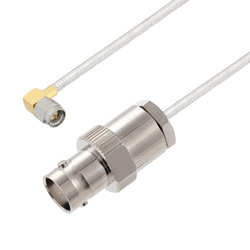Picture of BNC Female to SMA Male Right Angle Cable Assembly using LC141TB Coax, 1.5 FT