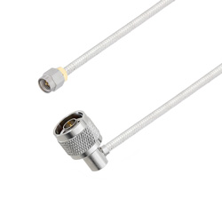 Picture of SMA Male to N Male Right Angle Cable Assembly using LC141TB Coax, 1.5 FT
