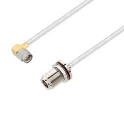 Picture of SMA Male Right Angle to N Female Bulkhead Cable Assembly using LC141TB Coax, 10 FT