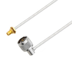 Picture of N Male Right Angle to SMA Female Bulkhead Cable Assembly using LC141TB Coax, 4 FT