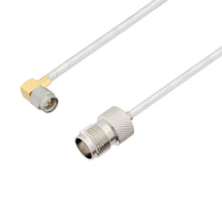 Picture of SMA Male Right Angle to TNC Female Cable Assembly using LC141TB Coax, 1.5 FT