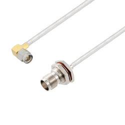 Picture of SMA Male Right Angle to TNC Female Bulkhead Cable Assembly using LC141TB Coax, 1 FT
