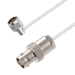 Picture of BNC Female to N Male Right Angle Cable Assembly using LC141TB Coax, 1.5 FT