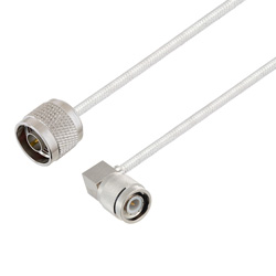 Picture of N Male to TNC Male Right Angle Cable Assembly using LC141TB Coax, 1 FT