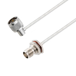 Picture of N Male Right Angle to TNC Female Bulkhead Cable Assembly using LC141TB Coax, 1 FT