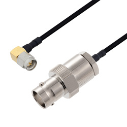 Picture of BNC Female to SMA Male Right Angle Cable Assembly using LC141TBJ Coax, 2 FT