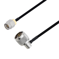 Picture of SMA Male to N Male Right Angle Cable Assembly using LC141TBJ Coax, 1.5 FT