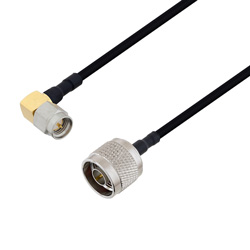 Picture of SMA Male Right Angle to N Male Cable Assembly using LC141TBJ Coax, 6 FT