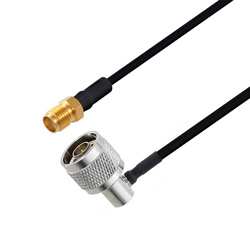 Picture of N Male Right Angle to SMA Female Cable Assembly using LC141TBJ Coax, 3 FT