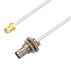 Picture of BNC Female Bulkhead to SMA Female Cable Assembly using LC085TB Coax, 1 FT
