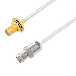 Picture of BNC Female to SMA Female Bulkhead Cable Assembly using LC085TB Coax, 1.5 FT